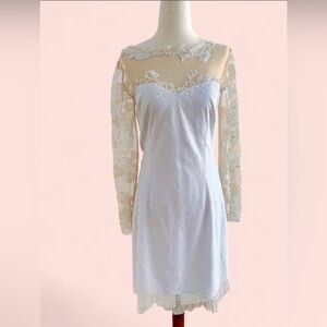 Elegant White Lace Long-Sleeve Dress